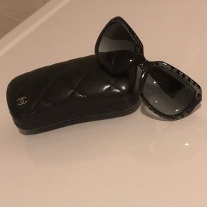 CHANEL Acetate CC Lace Effect Sunglasses